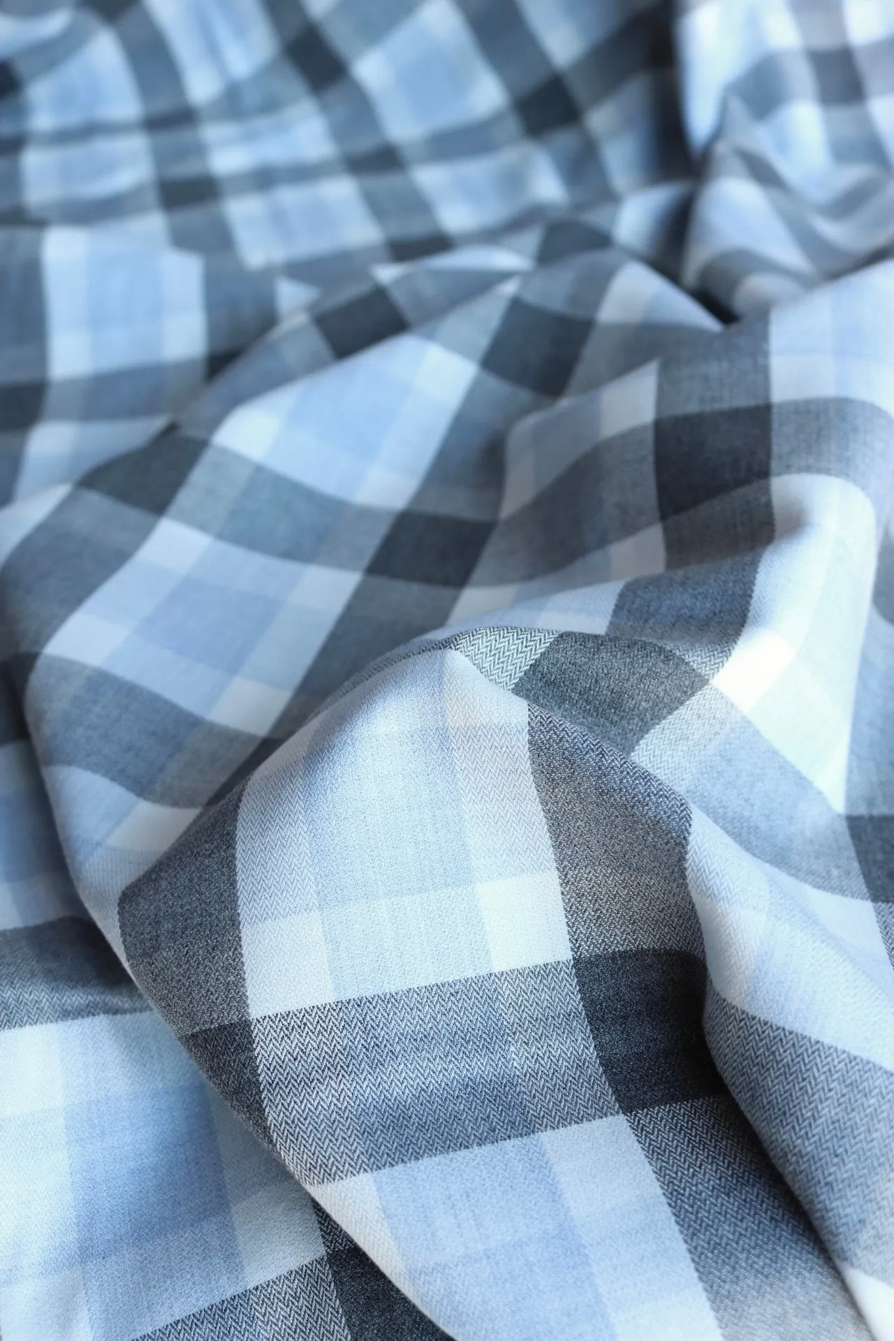 1YD 26IN REMNANT; Blue | Lisbon Brushed Plaid Melange | Robert Kaufman