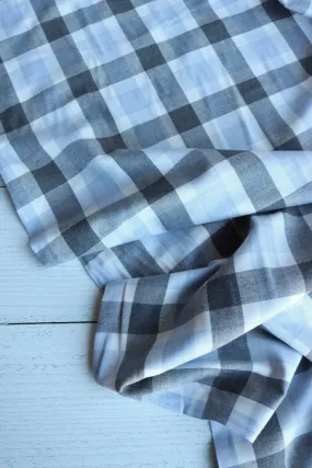 1YD 26IN REMNANT; Blue | Lisbon Brushed Plaid Melange | Robert Kaufman