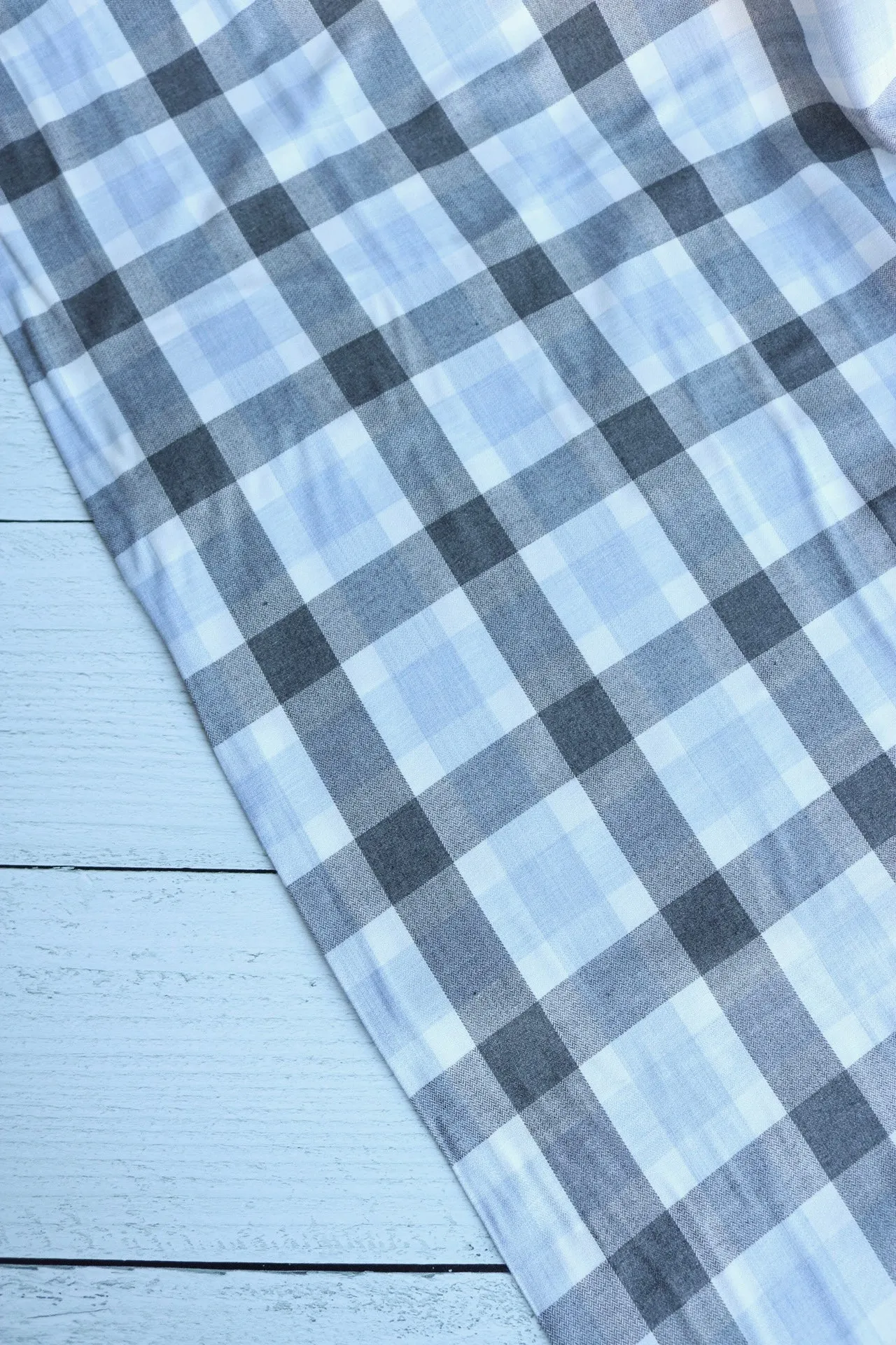 1YD 26IN REMNANT; Blue | Lisbon Brushed Plaid Melange | Robert Kaufman