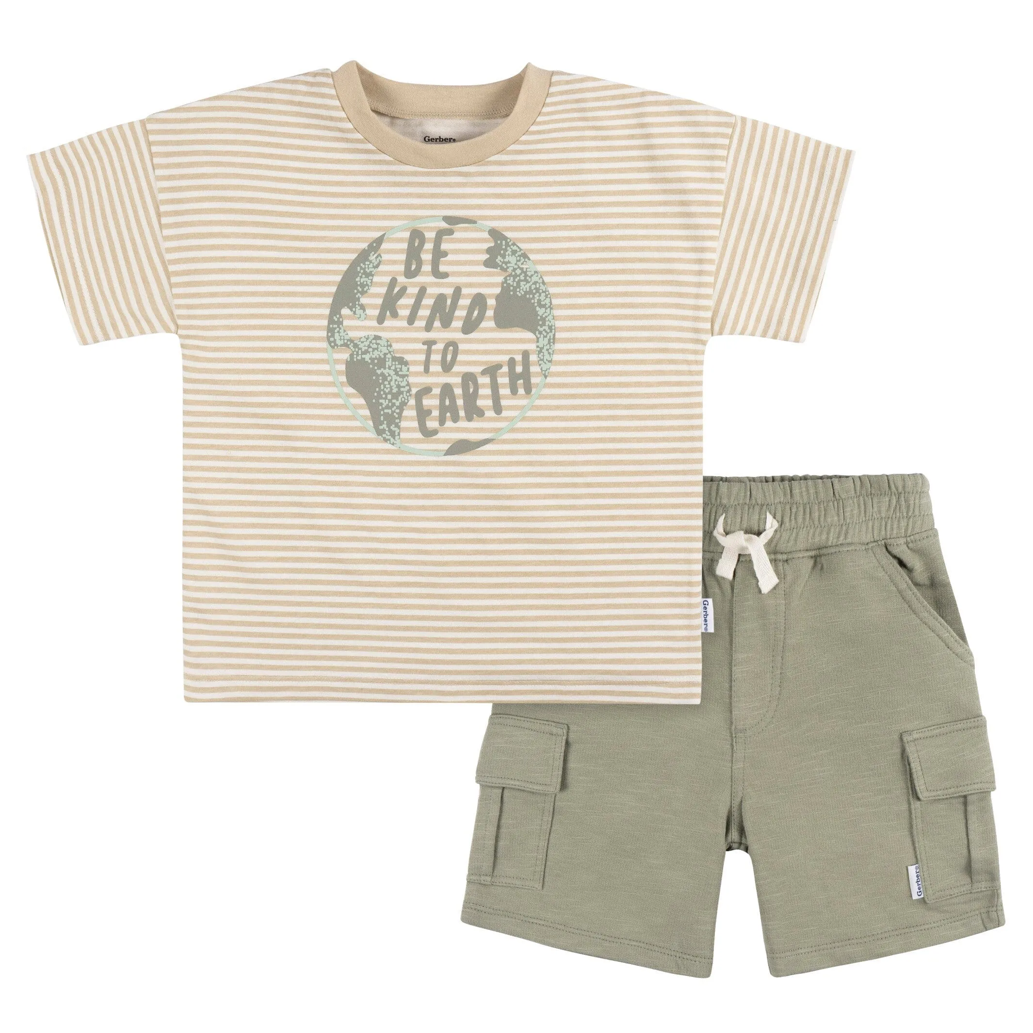 2-Piece Toddler Boys Kind Earth T-Shirt & Cargo Shorts Set