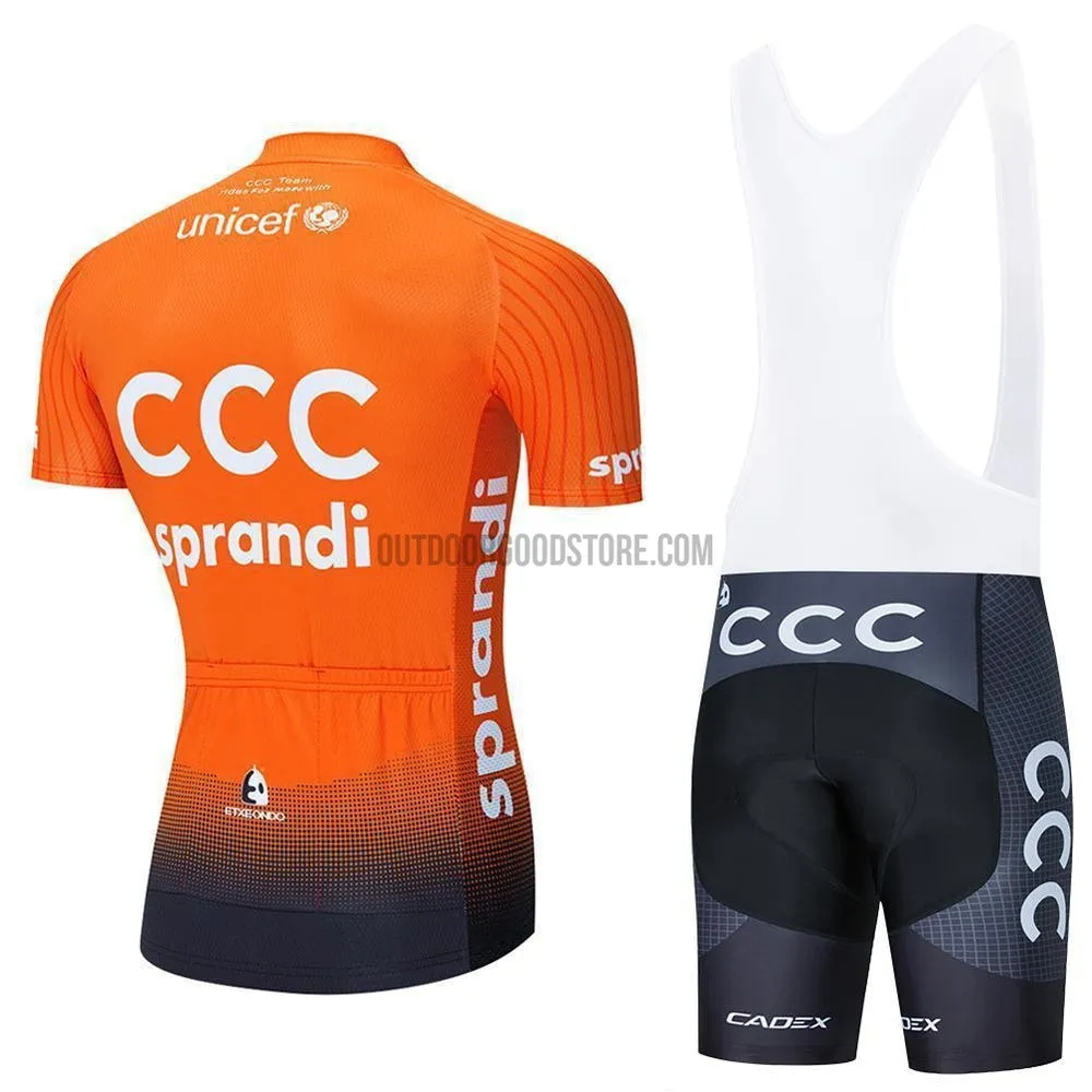 2020 Pro Team CCC Orange Cycling Jersey Bib Kit