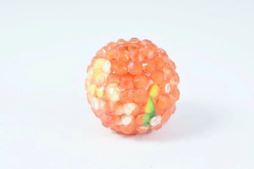 22mm Orange Tropical Floral Resin Wooden Round Beads, Wooden beads, Wholesale Bead, Basketball Wives Bead,Rhinestone Beads,Resin beads