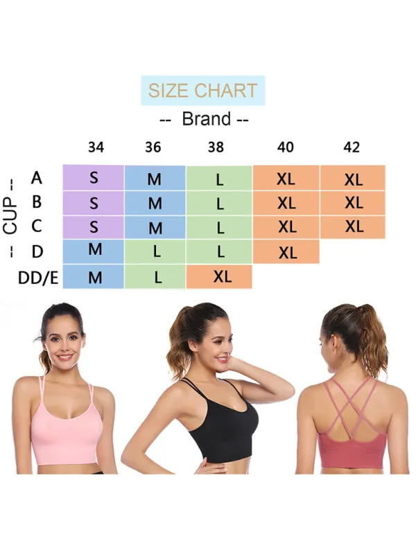 3 Pack Women's Sports Bra Padded Crisscross Activewear