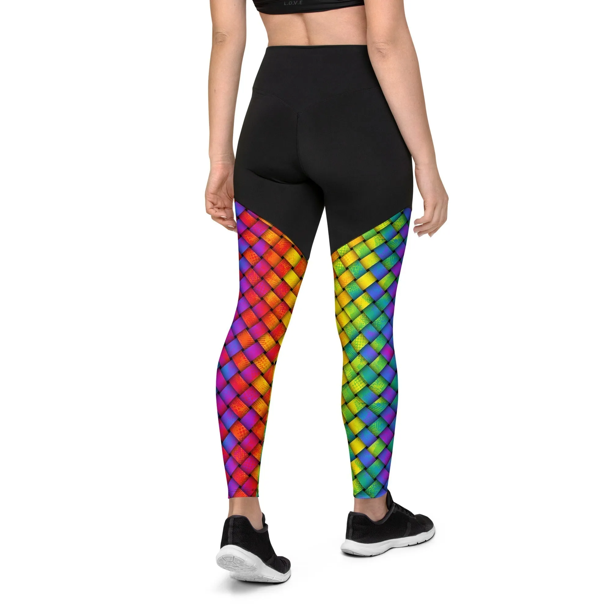 3D Rainbow Pattern Compression Leggings