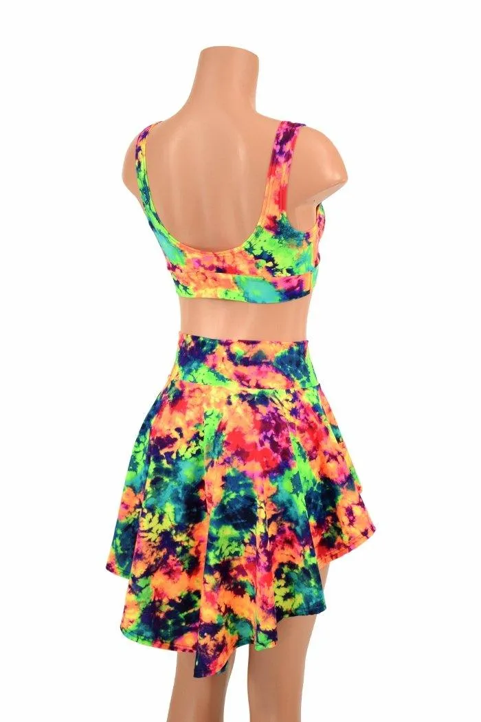 3PC UV GLOW Rave Skirt, Shorts & Bralette Set