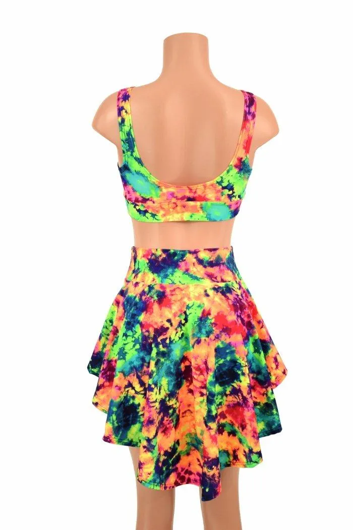 3PC UV GLOW Rave Skirt, Shorts & Bralette Set