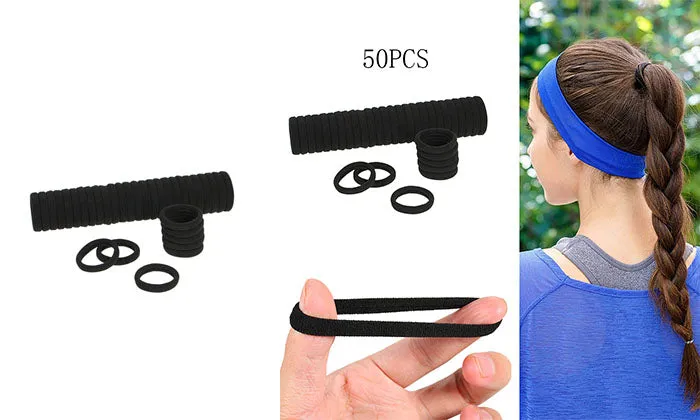 50 Piece Black Thick No Slip Hair Bands