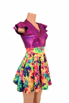 Acid Splash & Fuchsia Skater Dress