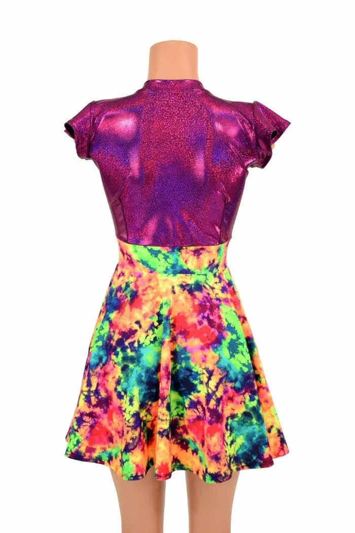 Acid Splash & Fuchsia Skater Dress