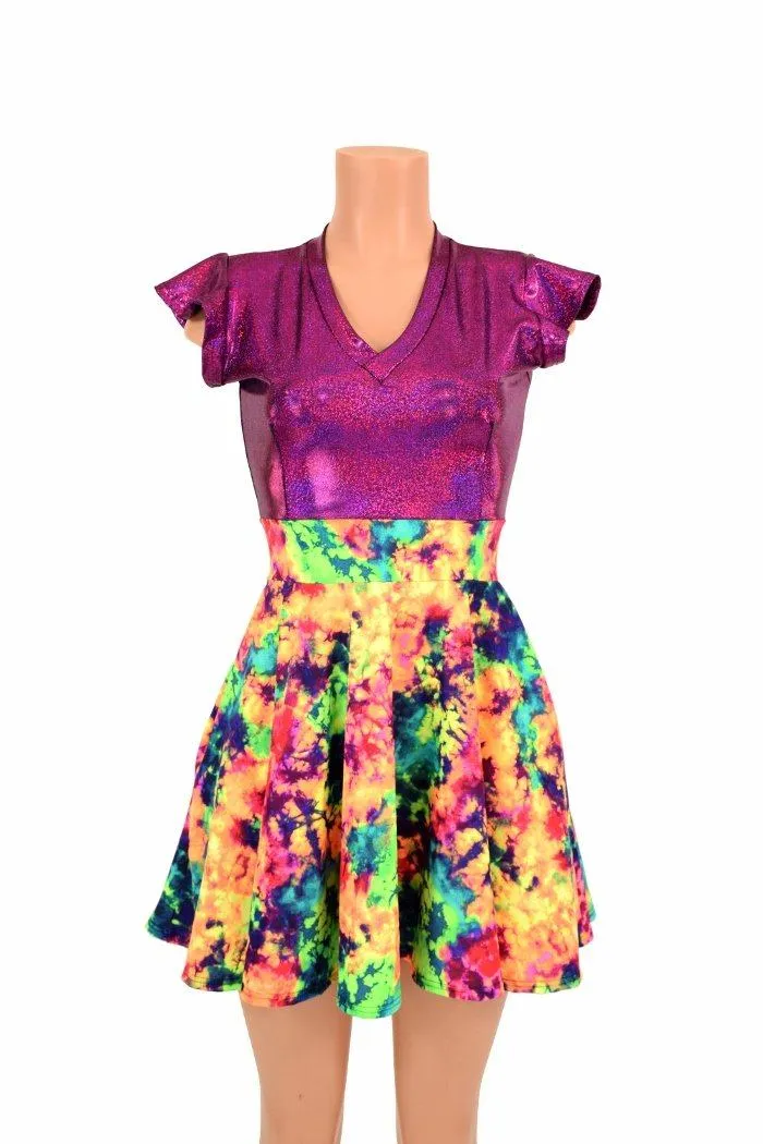 Acid Splash & Fuchsia Skater Dress