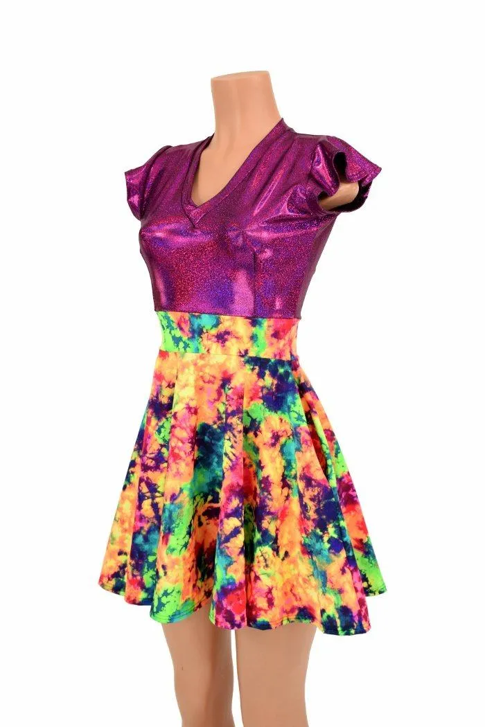 Acid Splash & Fuchsia Skater Dress