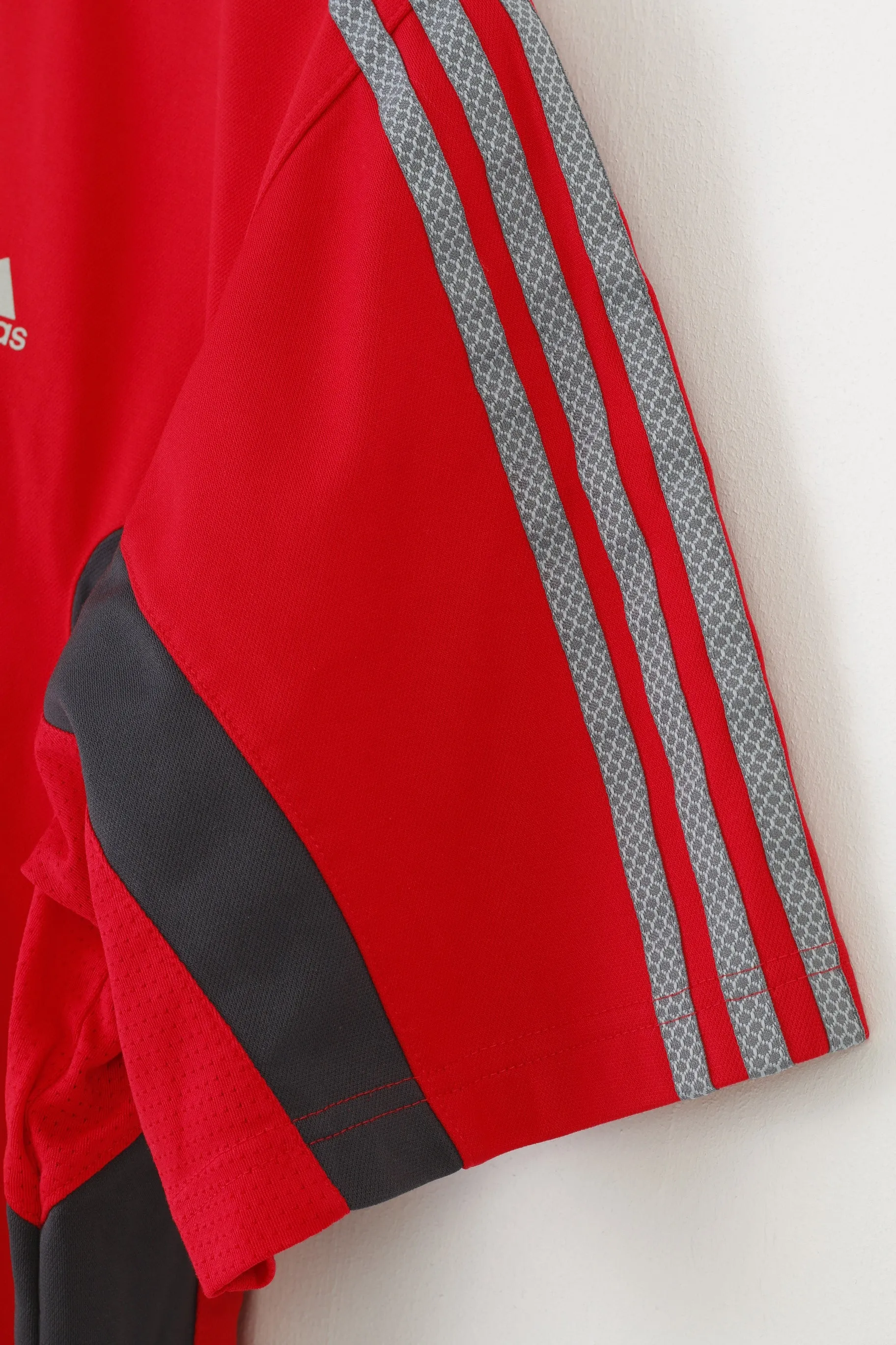 Adidas Men XL Polo Shirt Red Jersey Vintage Sportswear 3 Stripes Vintage Sport Top