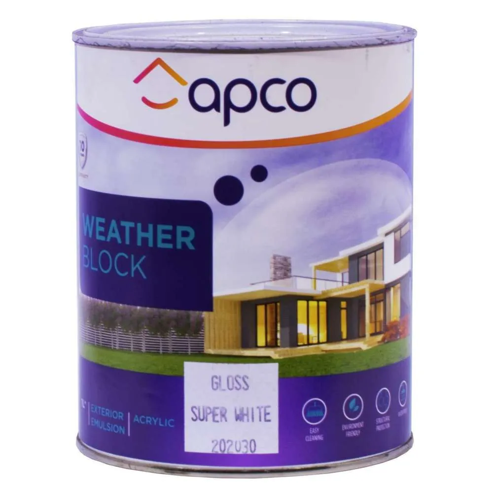 Apco Weatherblock Gloss Acrylic White 1L