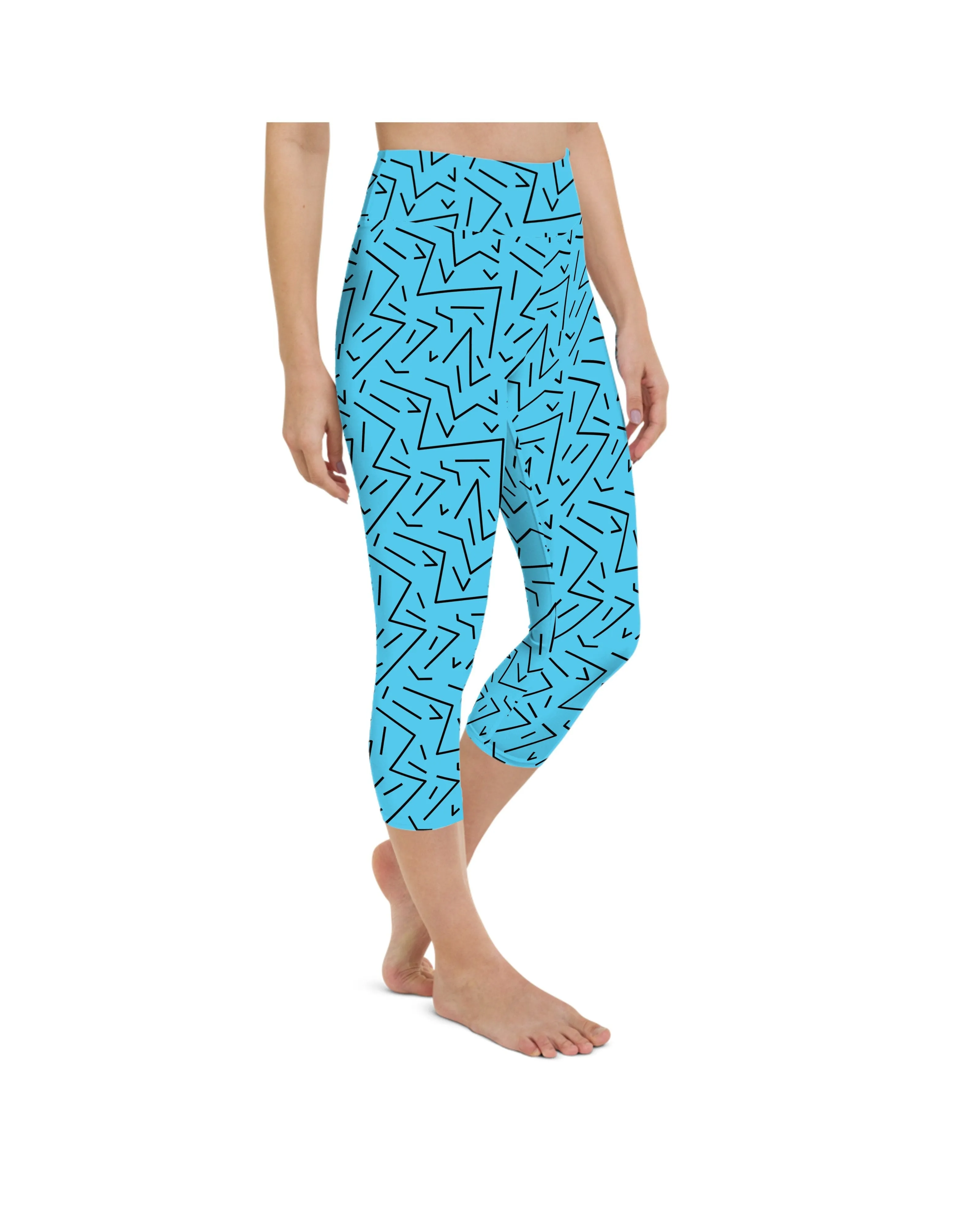 Aqua Black Line Yoga Capris