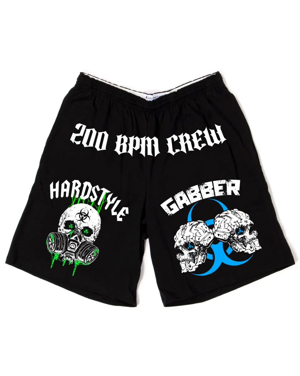 Biohazard Hardstyle Blacklight Green Basketball Shorts