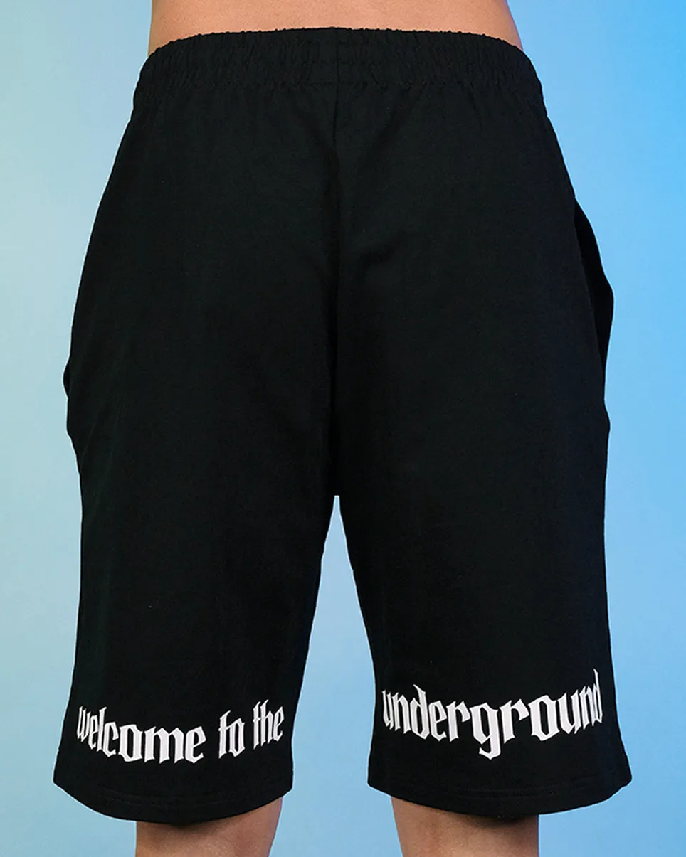 Biohazard Hardstyle Blacklight Green Basketball Shorts