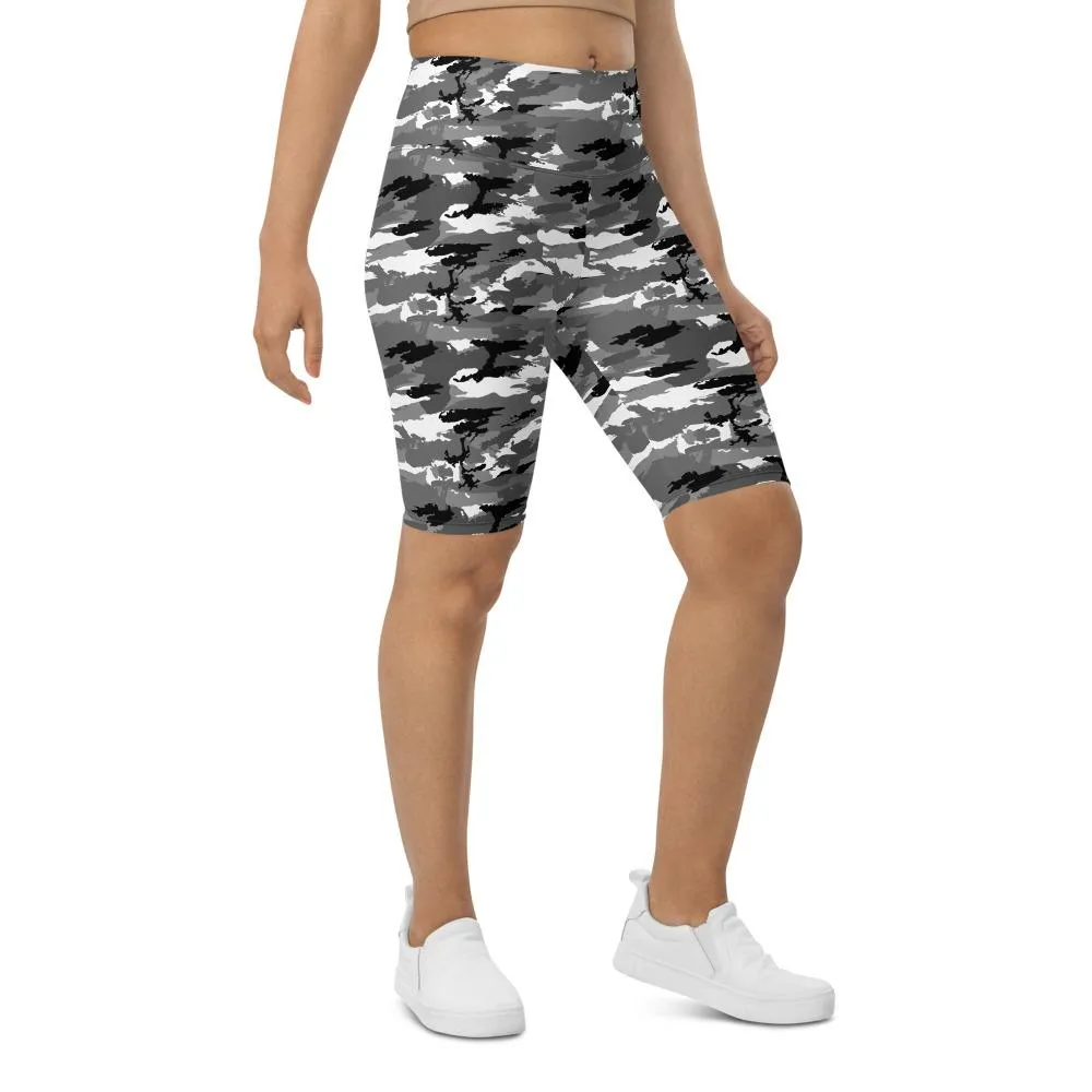 Black & White Camo Bike Shorts