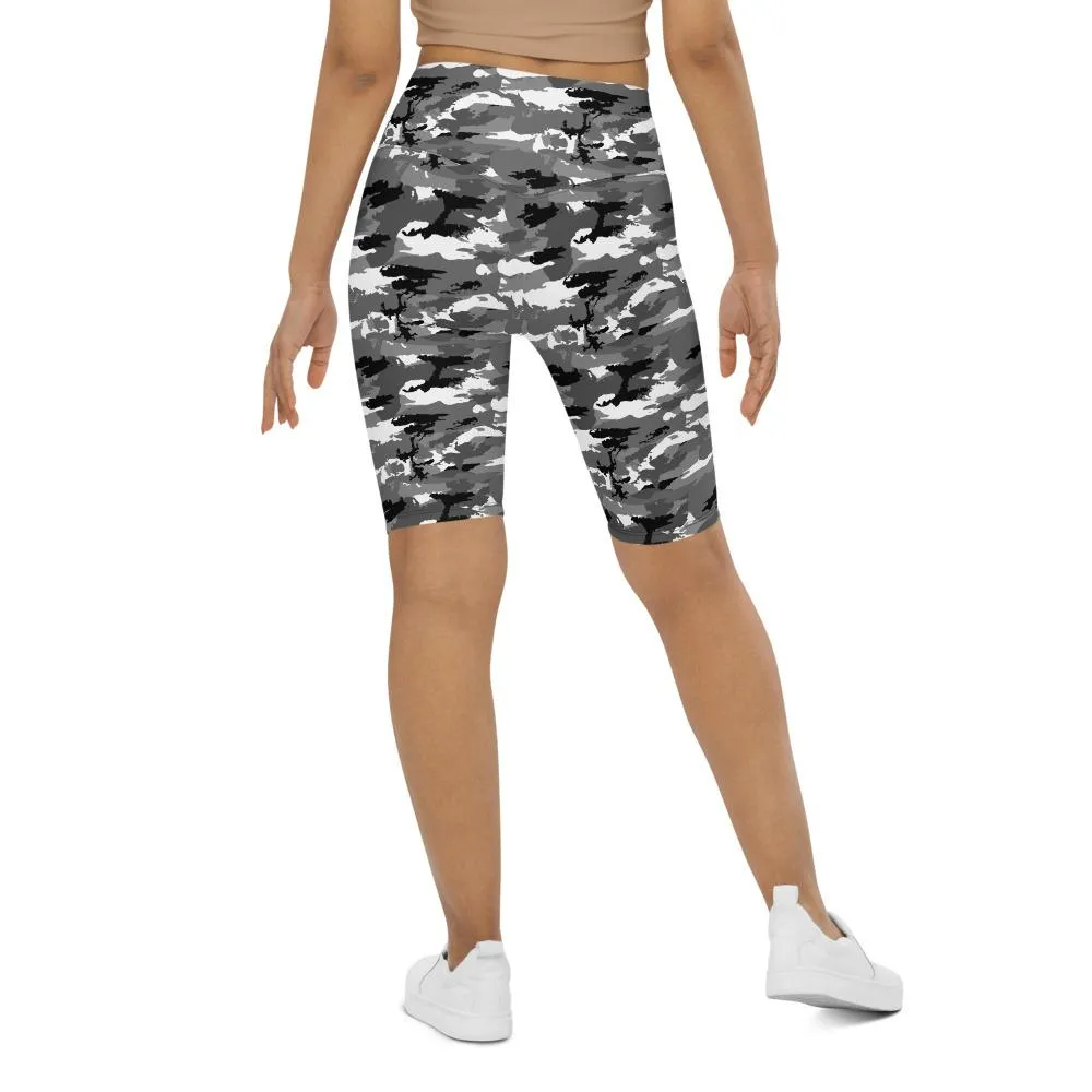 Black & White Camo Bike Shorts