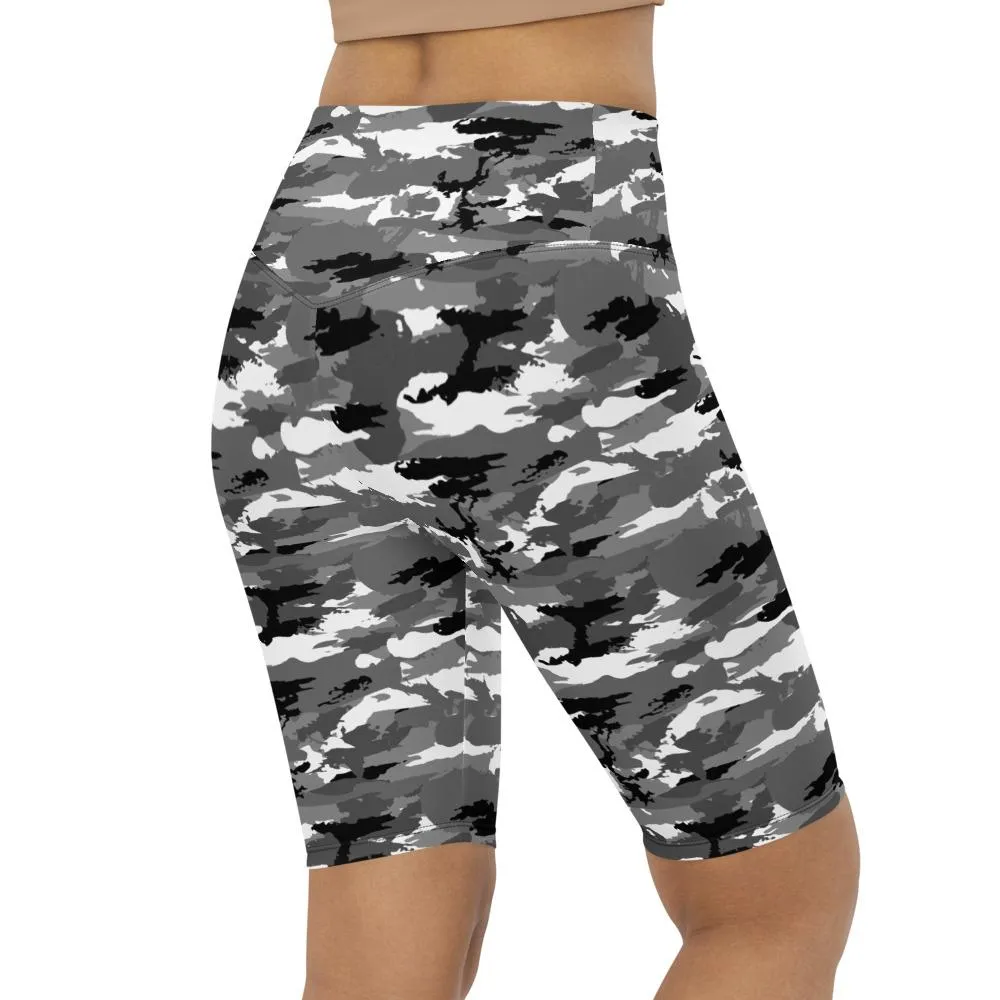 Black & White Camo Bike Shorts