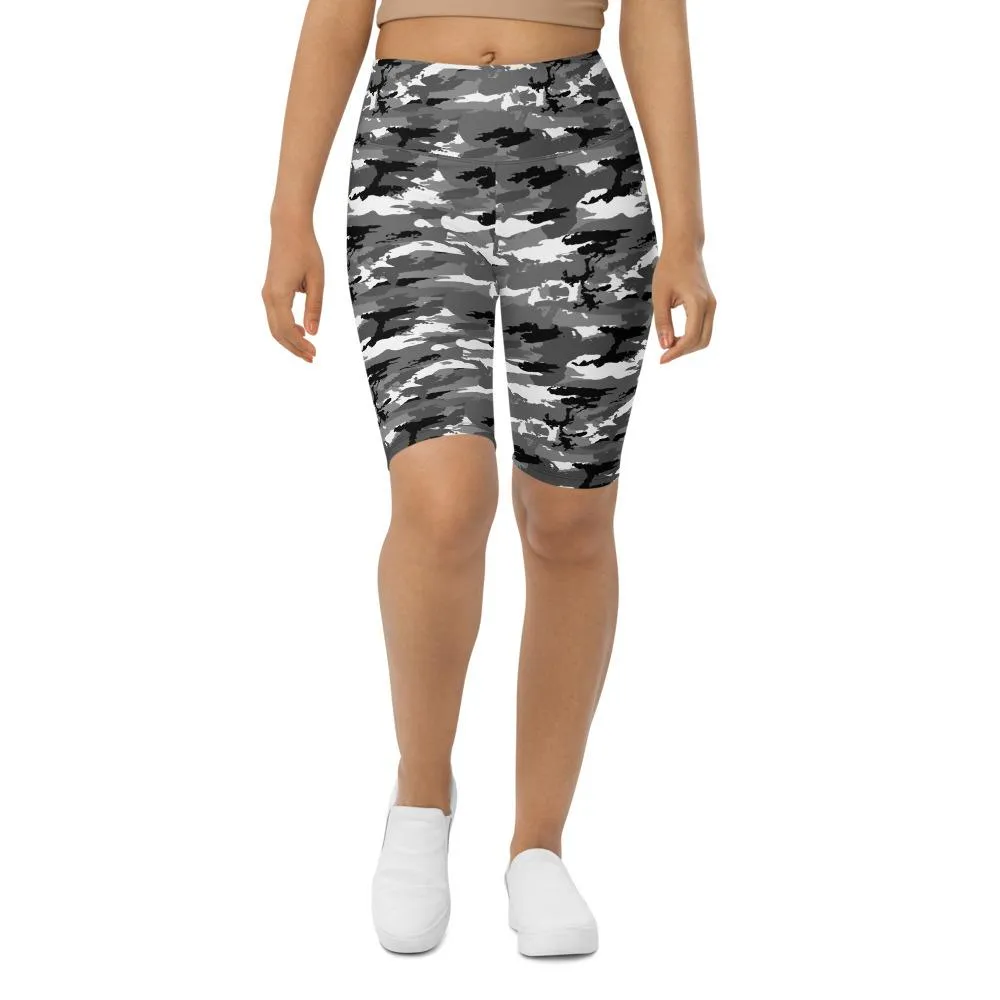 Black & White Camo Bike Shorts