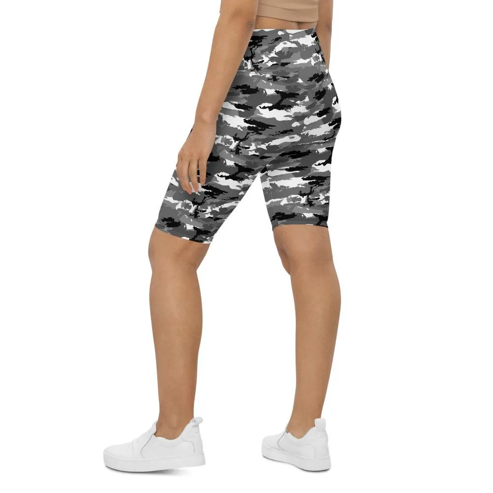 Black & White Camo Bike Shorts