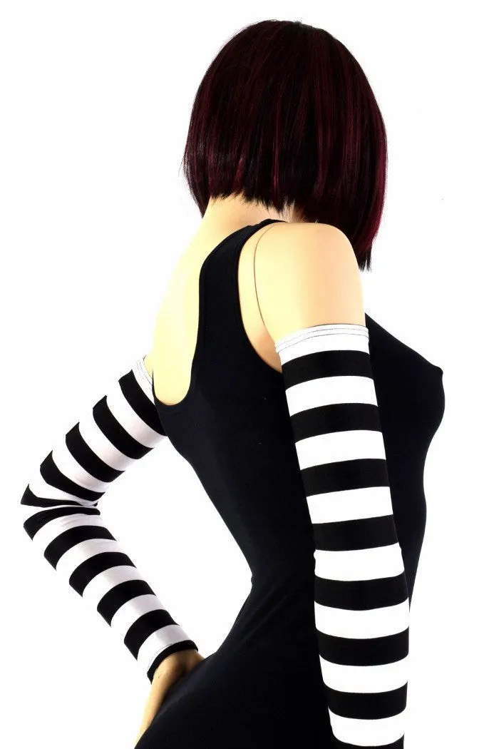 Black & White Stripe Arm Warmer Sleeves