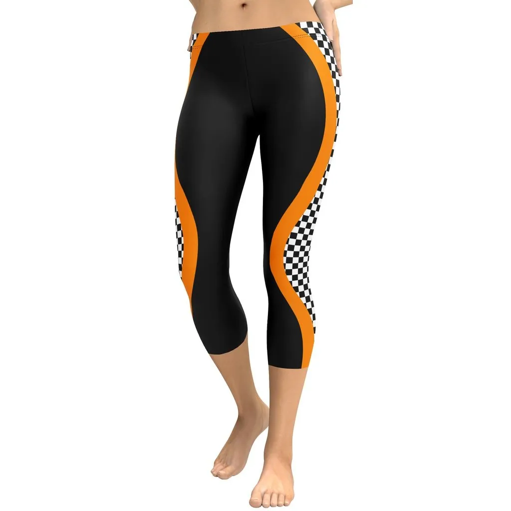 Black and Orange Checkered Capris