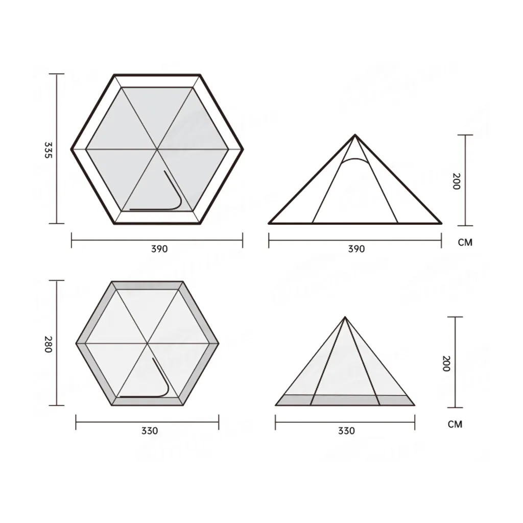 BLACKDOG  CAMPING PYRAMID TENT HEXAGON BD-ZP003 / BD-ZP008