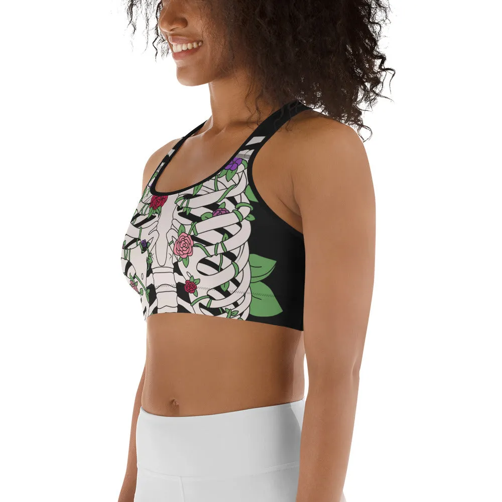 Blooming Skeleton Sports Bra