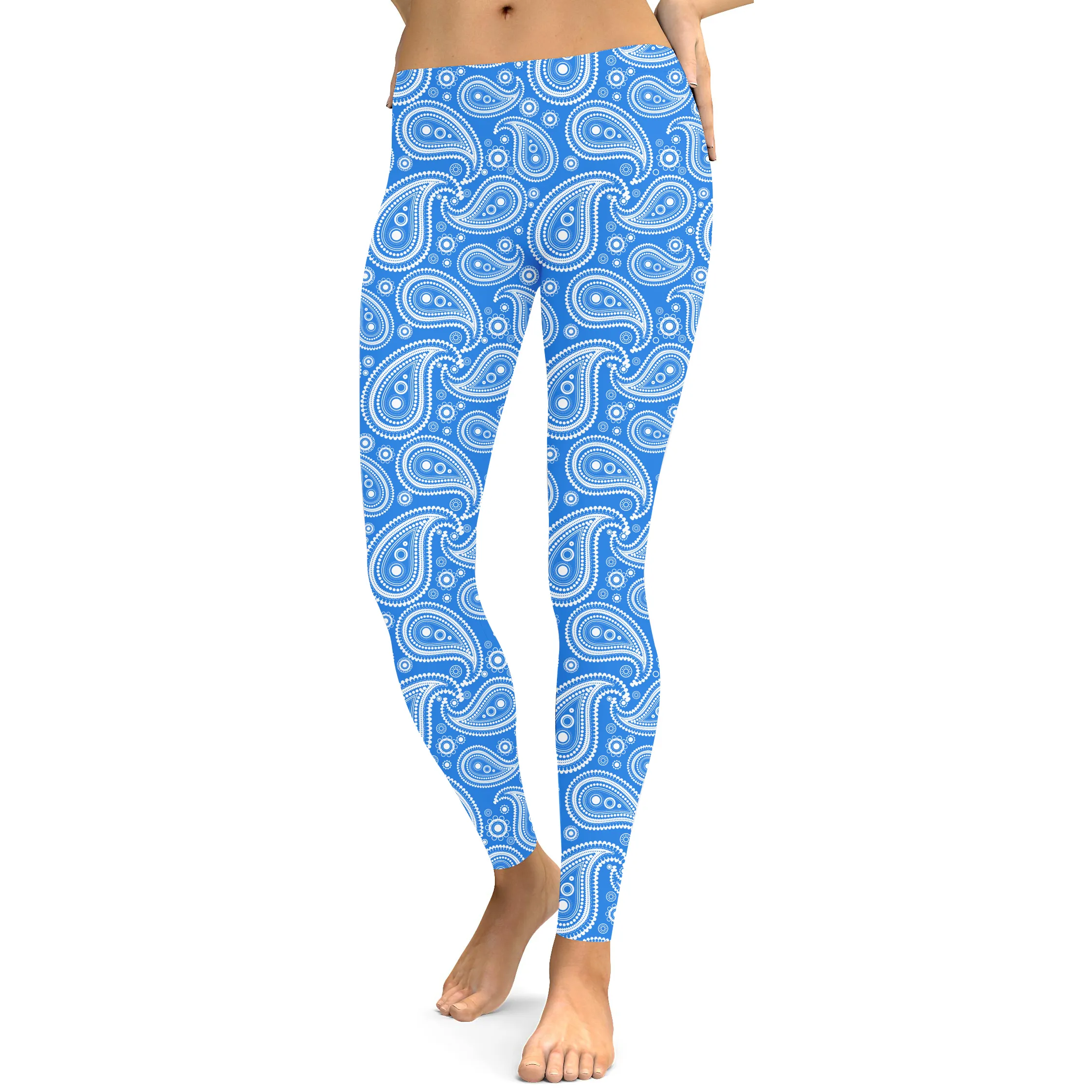 Blue & White Paisley Leggings