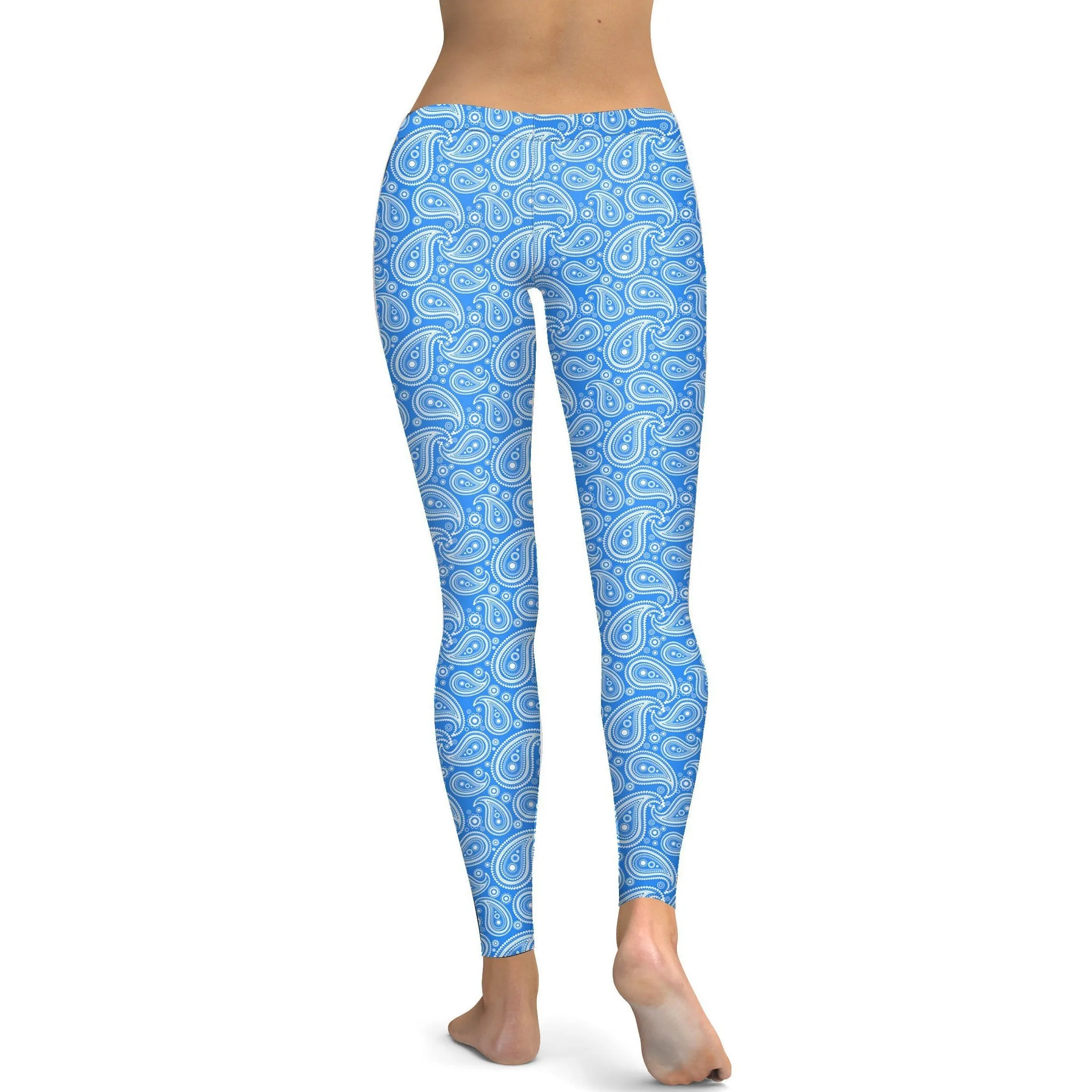 Blue & White Paisley Leggings