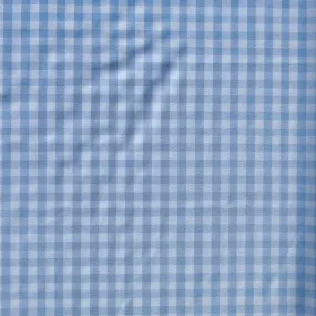 Blue and White Gingham Stretch Woven Fabric