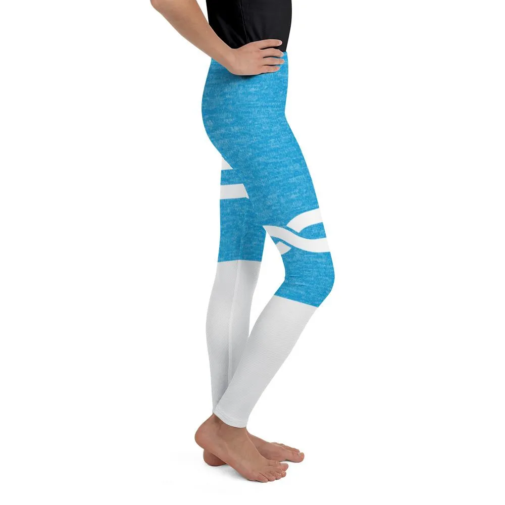 Blue and White Infinity Youth Leggings