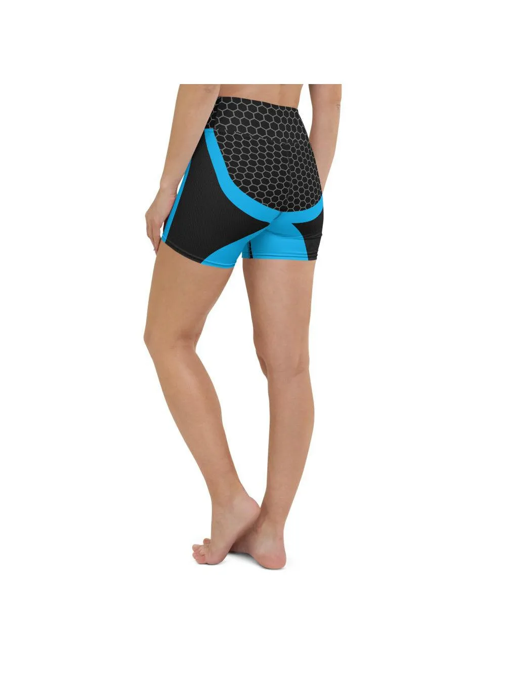 Blue Honeycomb Carbon Yoga Shorts