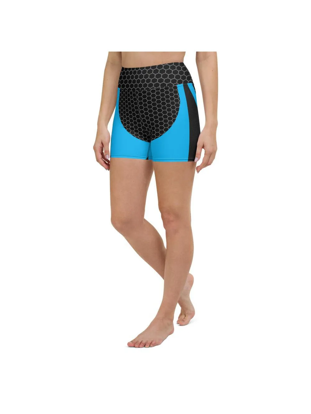 Blue Honeycomb Carbon Yoga Shorts