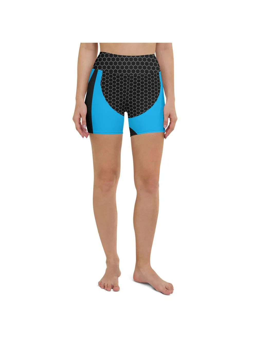 Blue Honeycomb Carbon Yoga Shorts