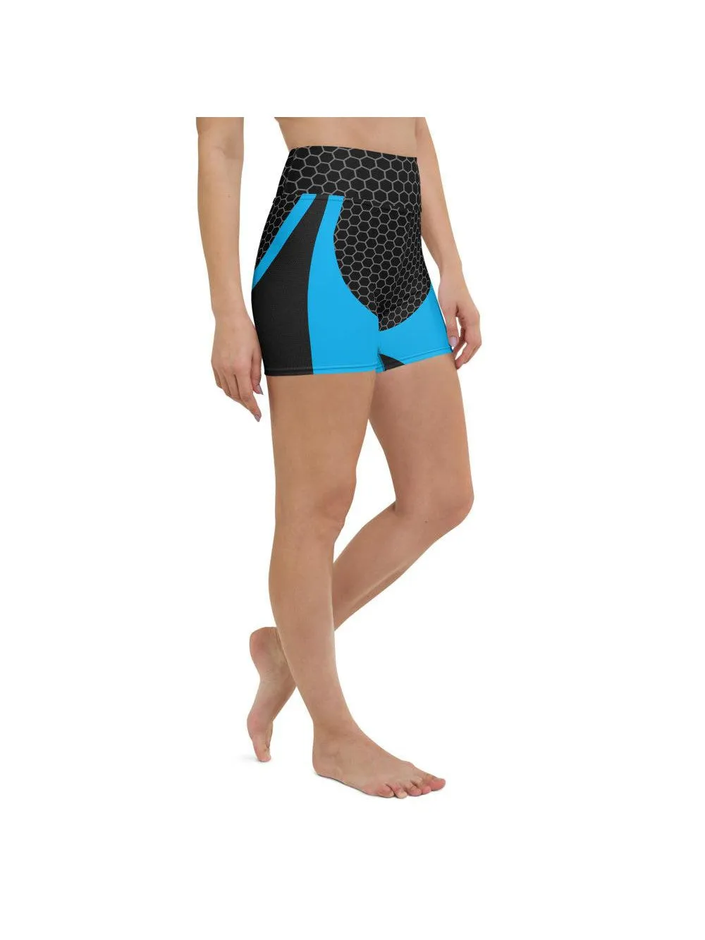 Blue Honeycomb Carbon Yoga Shorts