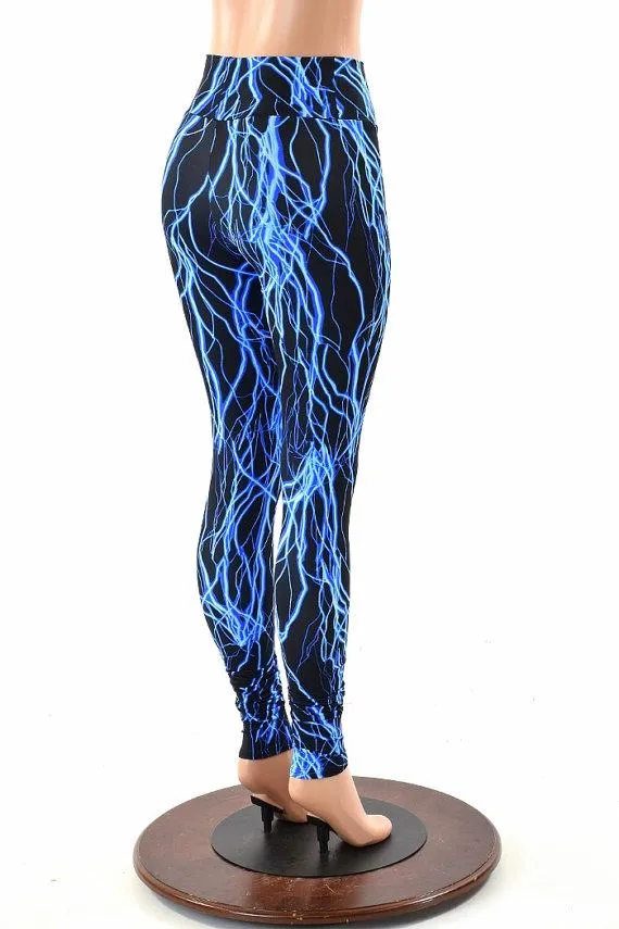 Blue Lightning High Waist Leggings