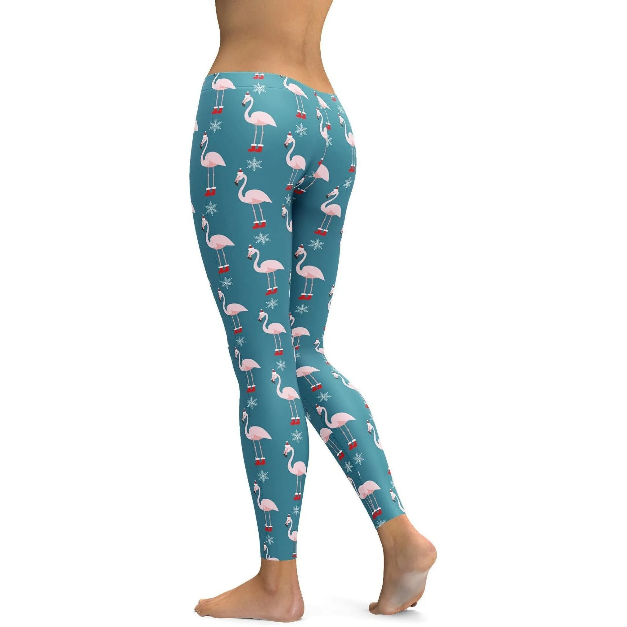 Christmas Flamingo Patterned Leggings