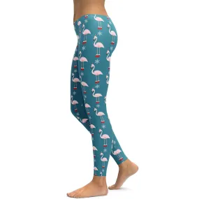 Christmas Flamingo Patterned Leggings