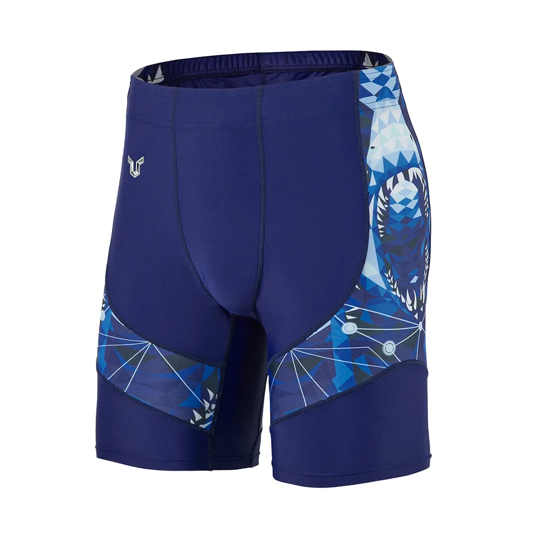 Classic UPF50  Mens Jammer & Compression Shorts Base Layers - Blue Shark Style