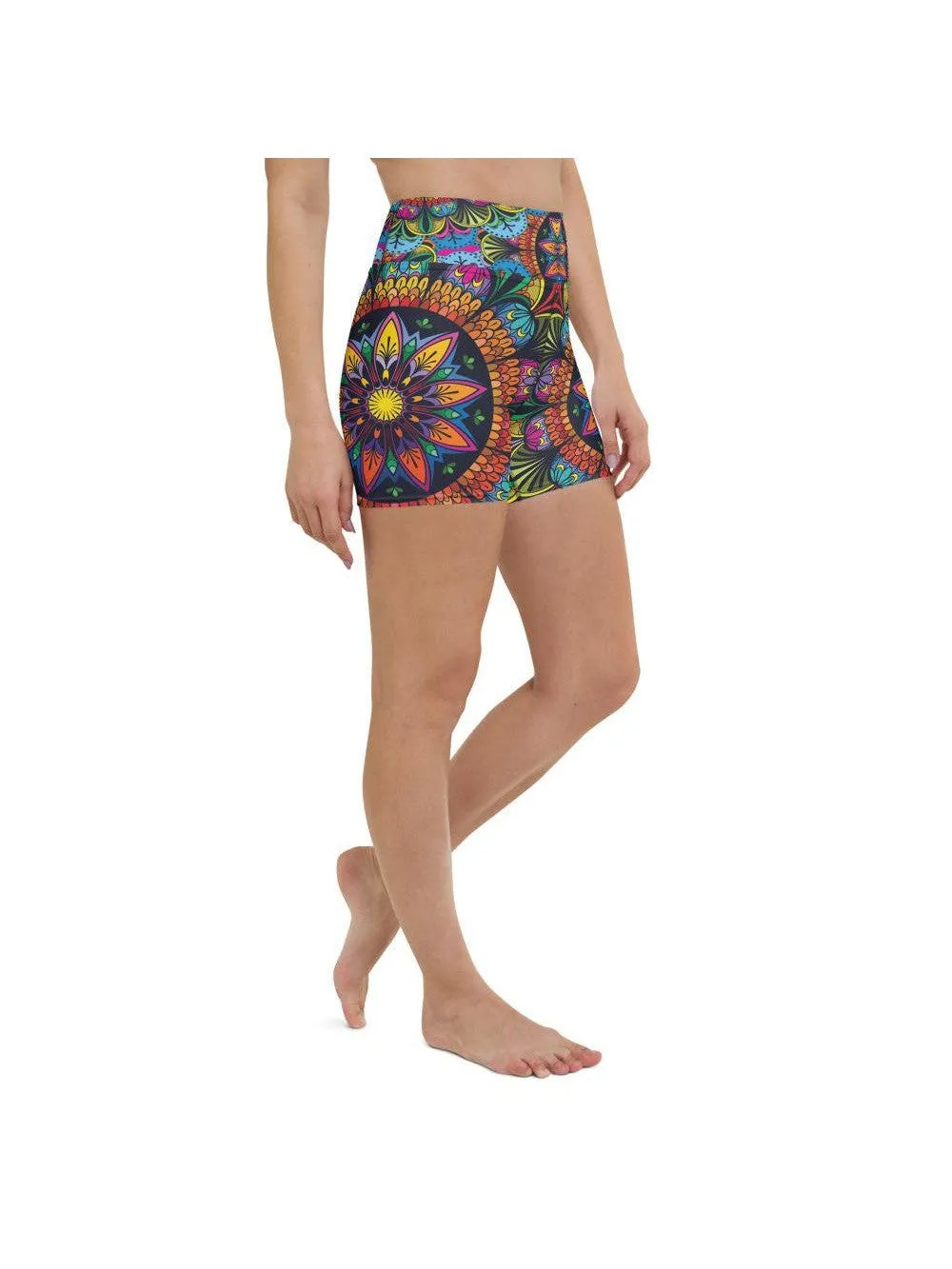 Colorful Mandala Yoga Shorts