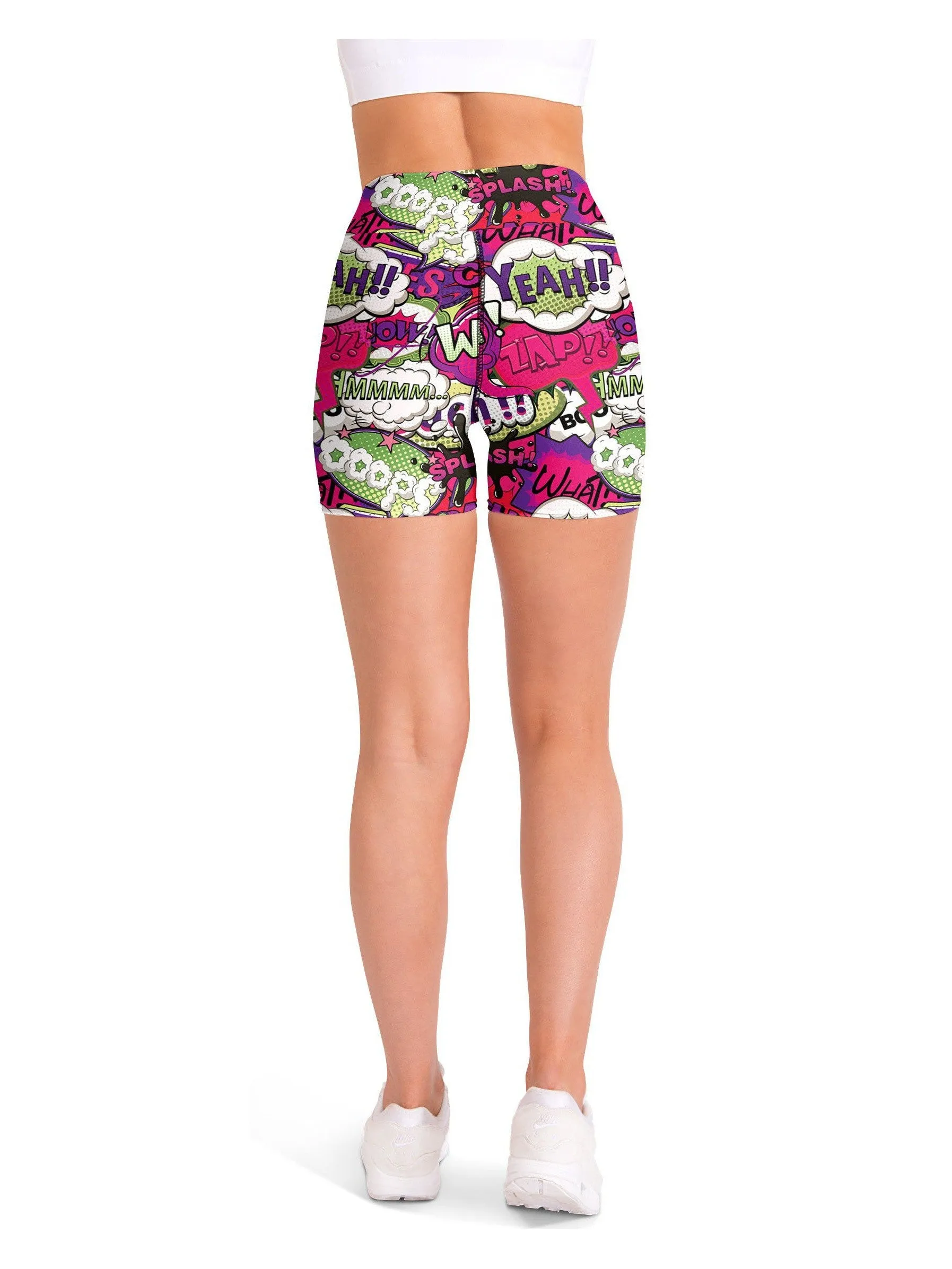 Comic Book Bubbles Pink Yoga Shorts