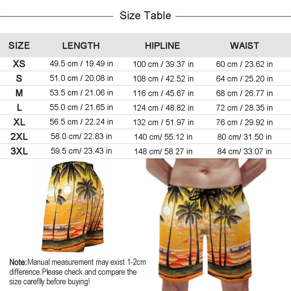 Couple Matching Beach Shorts& Ruffle One Piece Swimsuit Custom Face Baby I Love You Personalized Photo Men's Quick-drying Beach Shorts