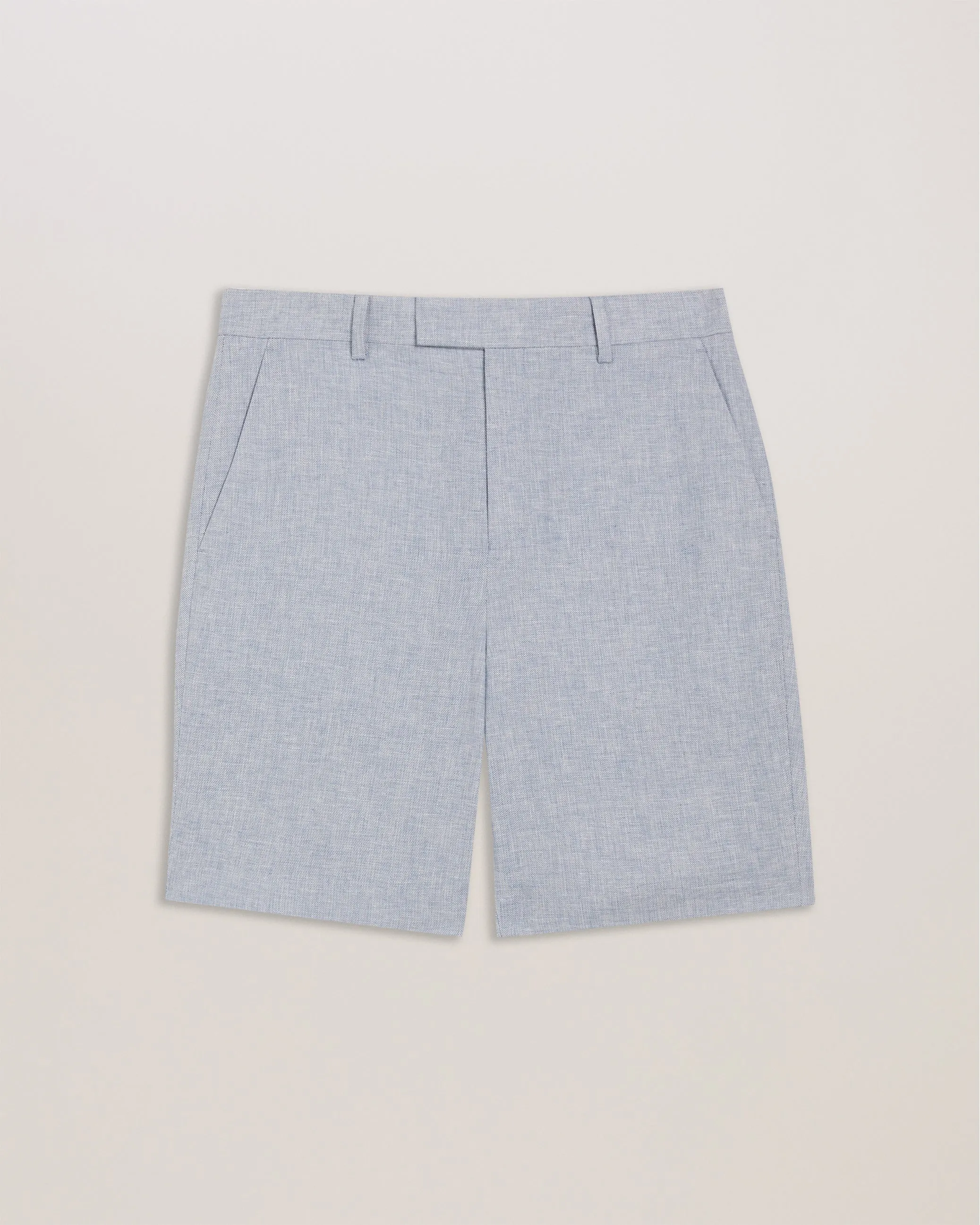 Damasks Slim Cotton Linen Short Lt-Blue