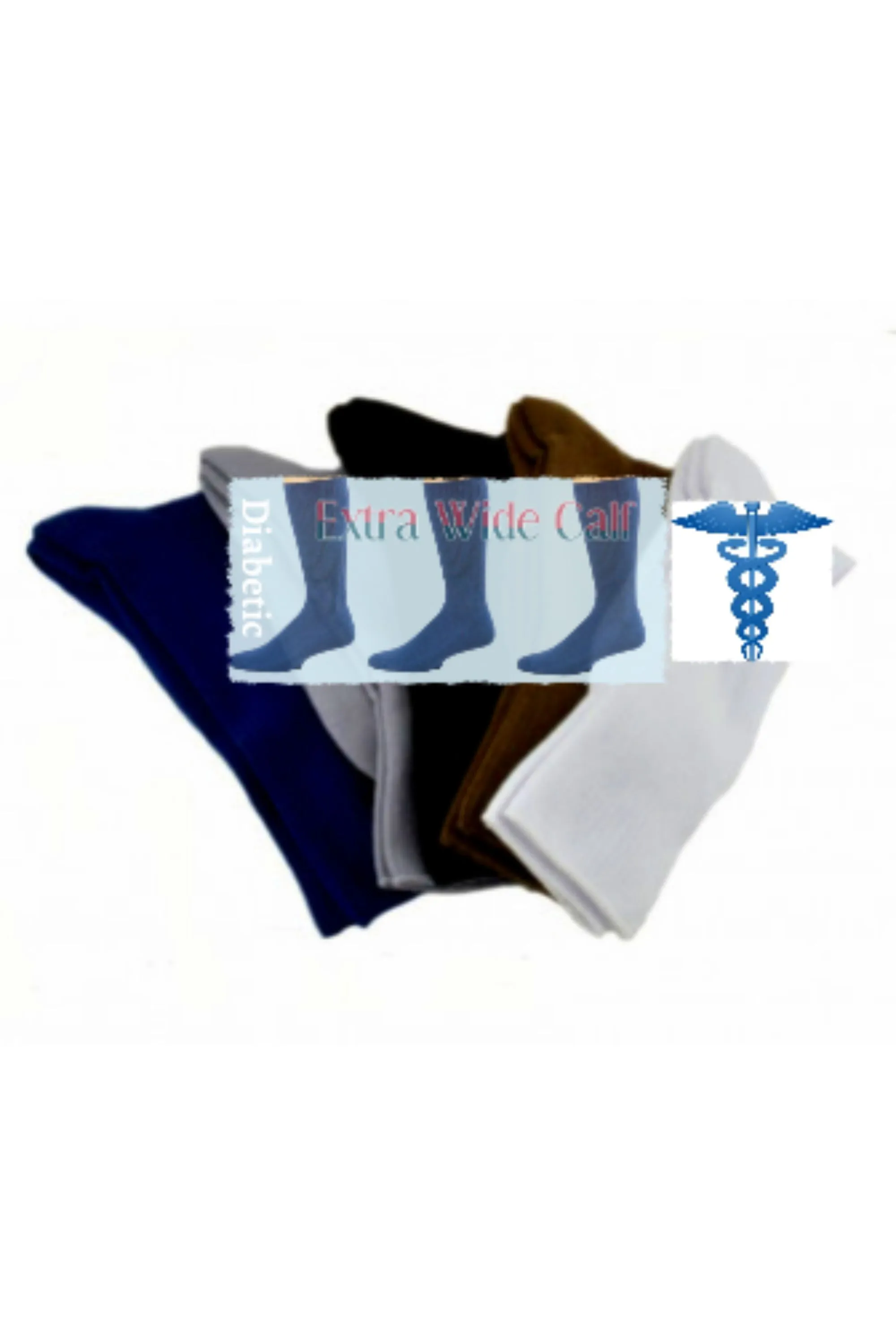 Diabetic Wide-Calf Combed Cotton Men's Socks 2-Pair Pack