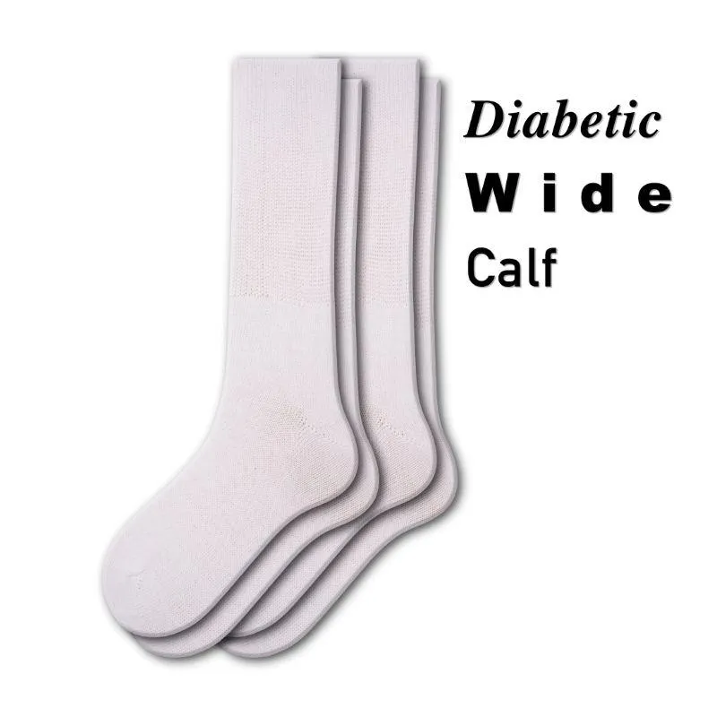 Diabetic Wide-Calf Combed Cotton Men's Socks 2-Pair Pack