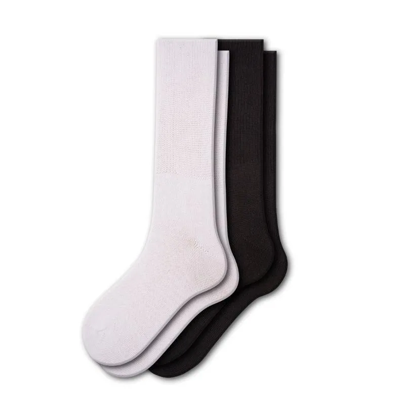 Diabetic Wide-Calf Combed Cotton Men's Socks 2-Pair Pack