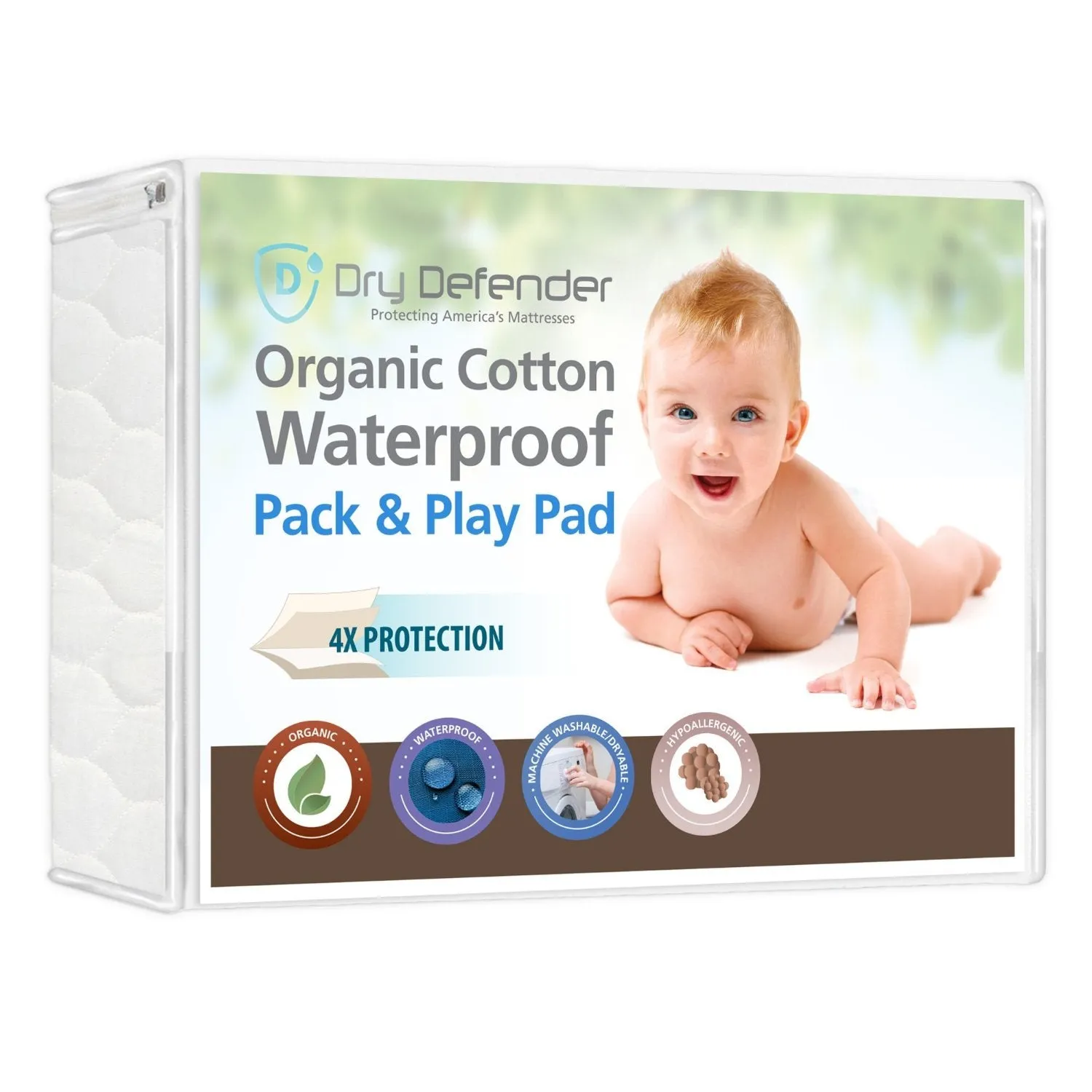 Dry Defender Organic Cotton Waterproof Crib Pad