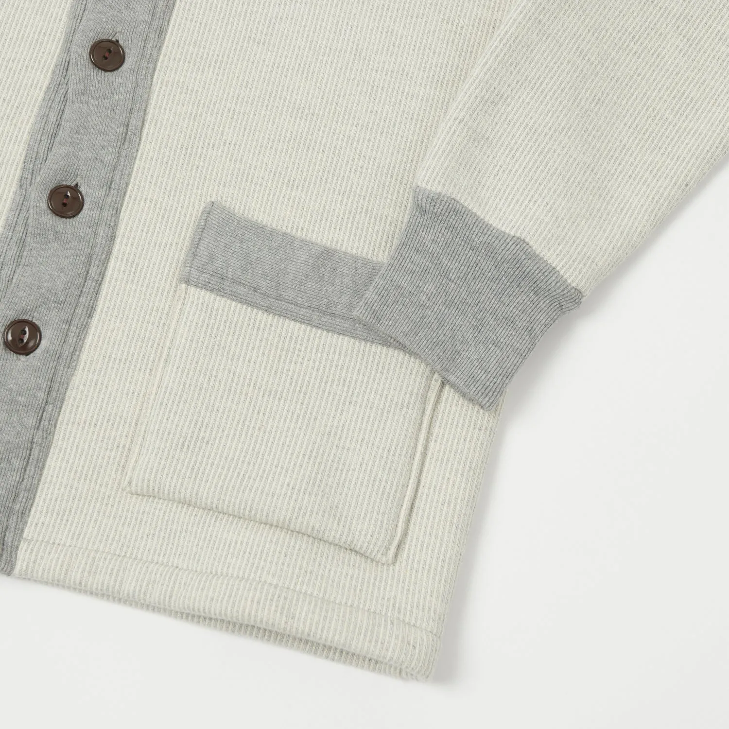 Dubbleworks Striped Sweat-Cardigan - Grey